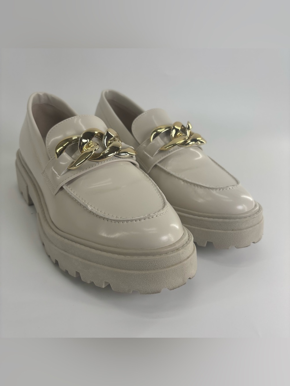 Steve Madden Makira platform loafer 7.5 cream gold - Picture 2 of 14